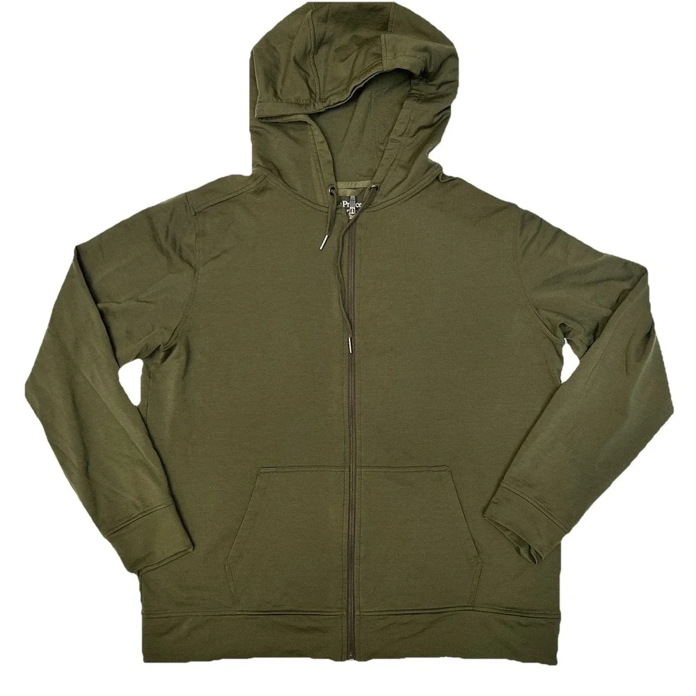 Wool &Prince Ponte Travel Hoodie XL Dark Olive Men's Hoodie Merino Wool